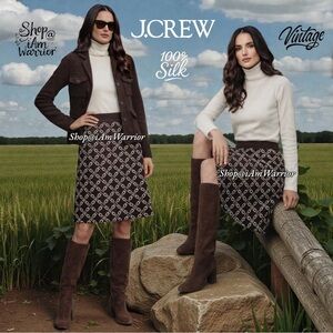 J.Crew RARE Vintage Equestrian Chain-Link Chocolate Silk Skirt *shop@iamwarrior